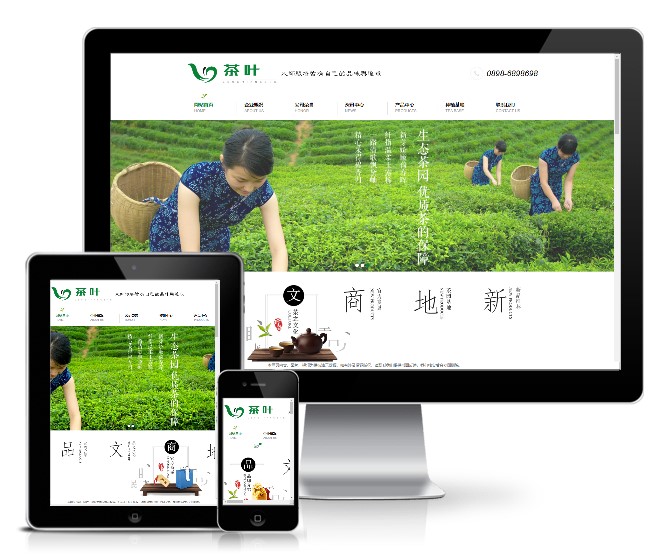 绿色茶叶类企业网站模板(带手机版)展示图